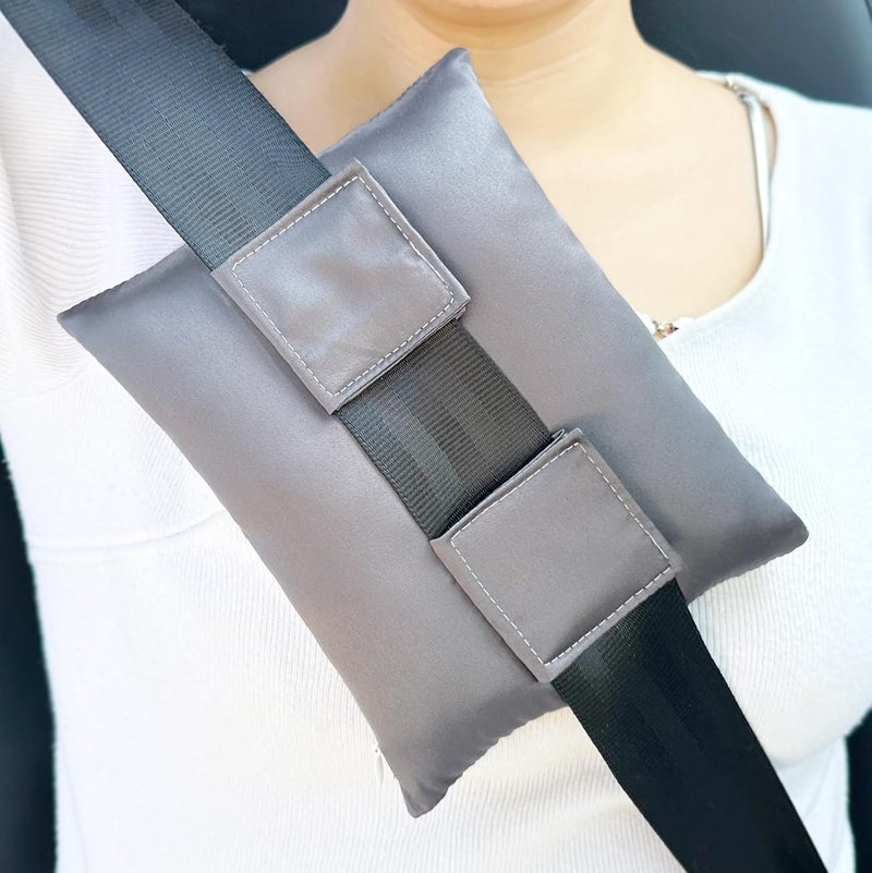 HapiPoppy Port Pillows Chemo Port Pillow for Seatbelt Pacemaker Chest Protector Chemo Patients Cancer Open-Heart Incision Recovery Post Surgery Support Cushion Gifts, Silky Satin Dark Gray - Image 1